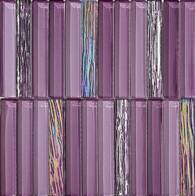 Mosaici in vetro viola resistenti all'usura 300x300mm per piscine e decorazioni