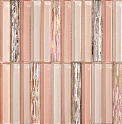 Mosaici in vetro rosa chiaro 300x300mm per pareti interne, antiscivolo e durevoli, per hotel e balconi