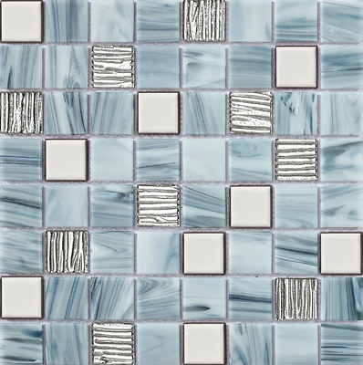 Mosaici in vetro per pareti interne 304x304mm blu resistenti all'usura e alle macchie per piscina