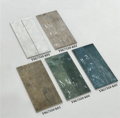 Piastrelle da parete in ceramica lucida da interno antigraffio beige 75x300mm per balcone