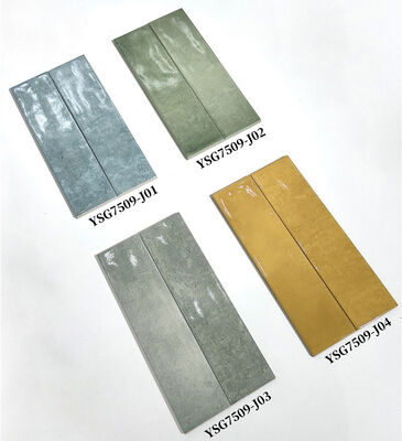 Piastrelle da parete in ceramica lucida da interno blu impermeabili 75x300mm per ufficio e bagno