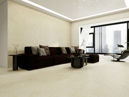 Piastrelle di porcellana beige resistenti alle macchie e in mattone 600x1200mm Piastrelle di pavimento interne per hotel
