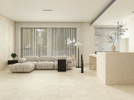 Terrazzo resistente agli graffi e elegante 600x1200mm Piastrelle di porcellana beige mattate con superficie a stampo Piastrelle per pavimento per soggiorno e camera da letto
