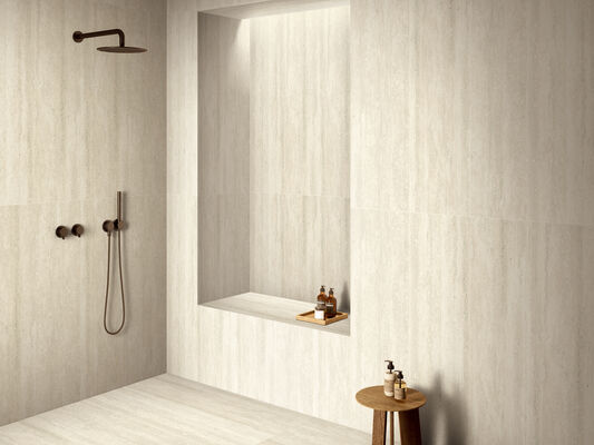 Pavimento interno travertino giallo pallido resistente all'usura 600x1200mm Matte Porcellana Piastrelle per sala da pranzo