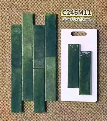 Piastrelle decorative da parete lucide ecologiche verdi, blu e gialle, resistenti all'umidità, eleganti, 60x240mm, spessore 9mm, per sala da pranzo e soggiorno