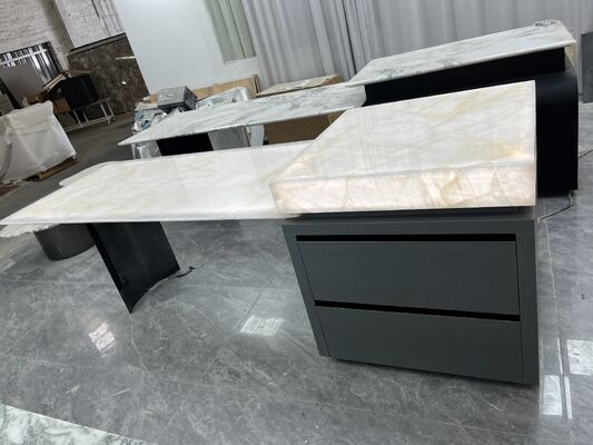 Lastra in pietra sinterizzata lucida bianca di lusso color mattone elegante per hotel e progetti MOQ 1 set