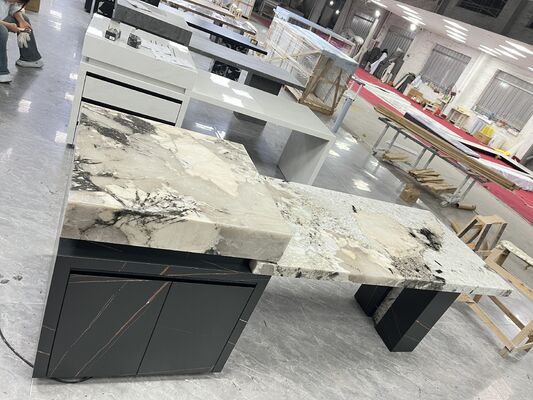 Eco-compatibile Decorativo Elegante Ignibile Stupefacente Durable Firebrick resistente all'usura Antislip Beige e Bianco Luxury Stone Countertop Polished Marble Slabs Island Table for Building 3 Stili