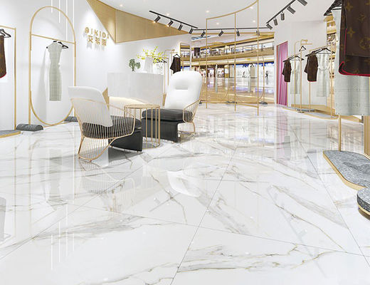 linee 10mm bianco dell'oro di 48kgs/ctn Calacatta Clay Marble Porcelain Floor Tiles
