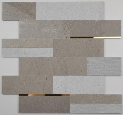 pietra naturale delle mattonelle della parete del mosaico di spessore di 4mm con la decorazione del metallo